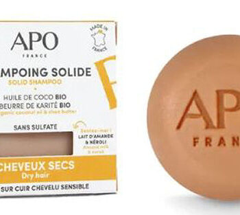 Apo France Solid Shampoo Organic Coconut Oil   Shea Butter Dry Hair 75g