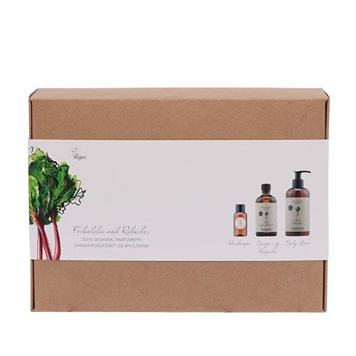 Gaveæske Rabarber Ansigst Kropsolie Bodylotion Shampoo