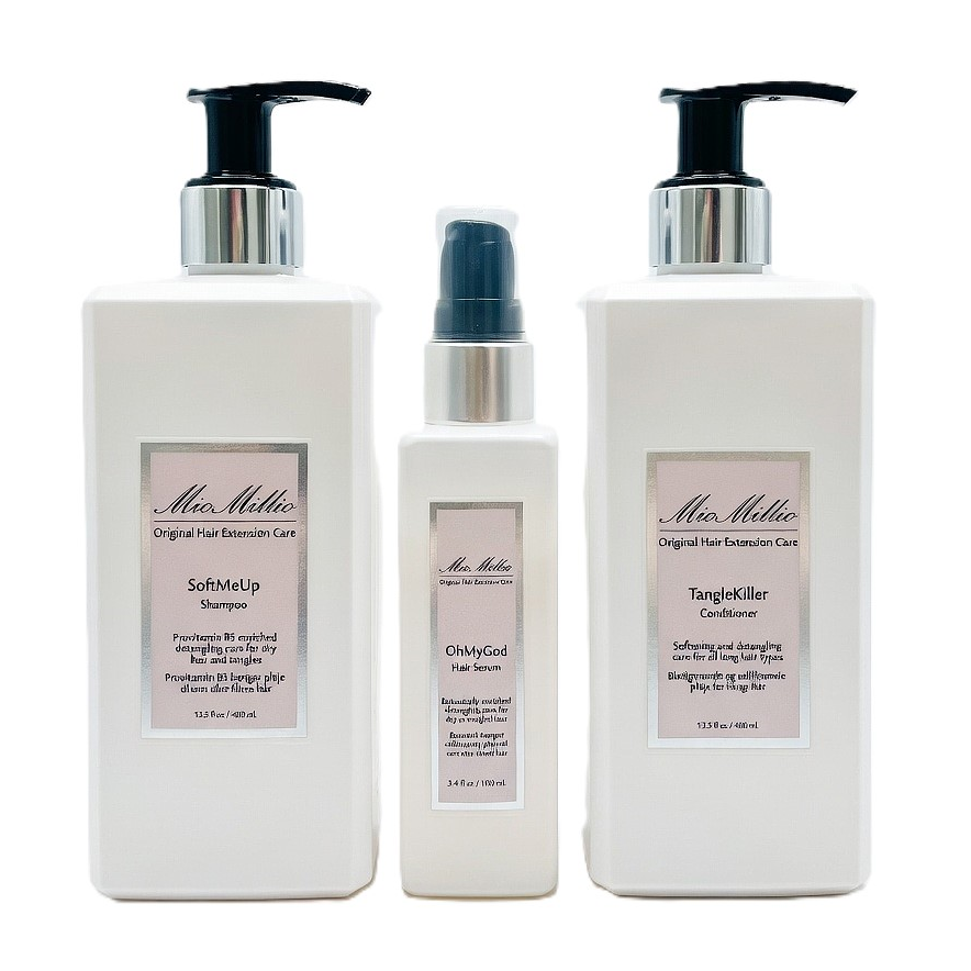 Mio Millio Plejepakke Shampoo 400ml Conditioner 400ml Serum 100ml Til Langt Hår   Extensions