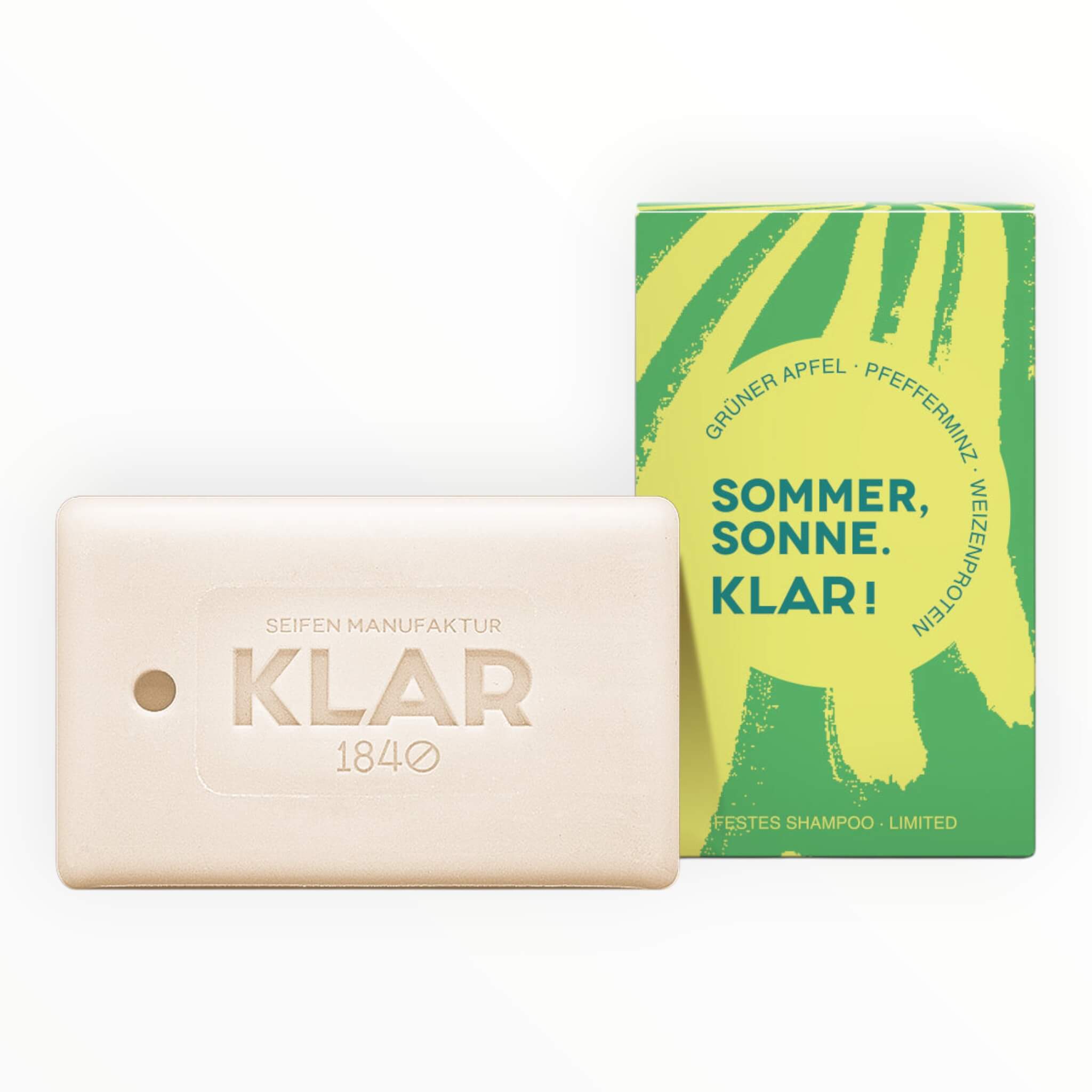 Klar Seifen Shampoo Bar Grønt æble   Pebermynte Limited Edition 100