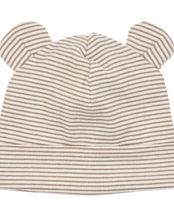 Bear Beanie Mini Stripe Rib Balsam Cream Walnut Oat Msli